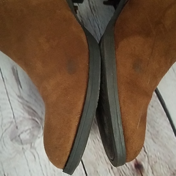 Brown Fringe Booties 9 Faded Glory Low Heel - Picture 2 of 6